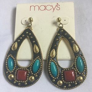 Macy’s Pear Shaped Earring With Cabochon Stones